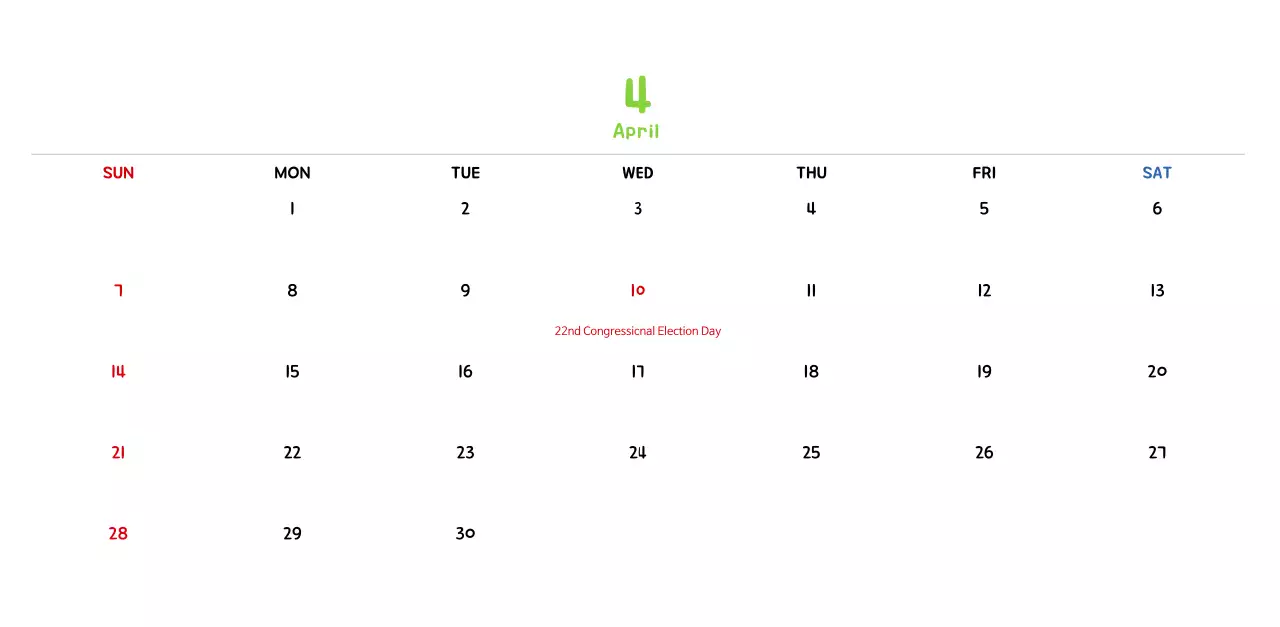 New Year's calendar with cute line illustrations