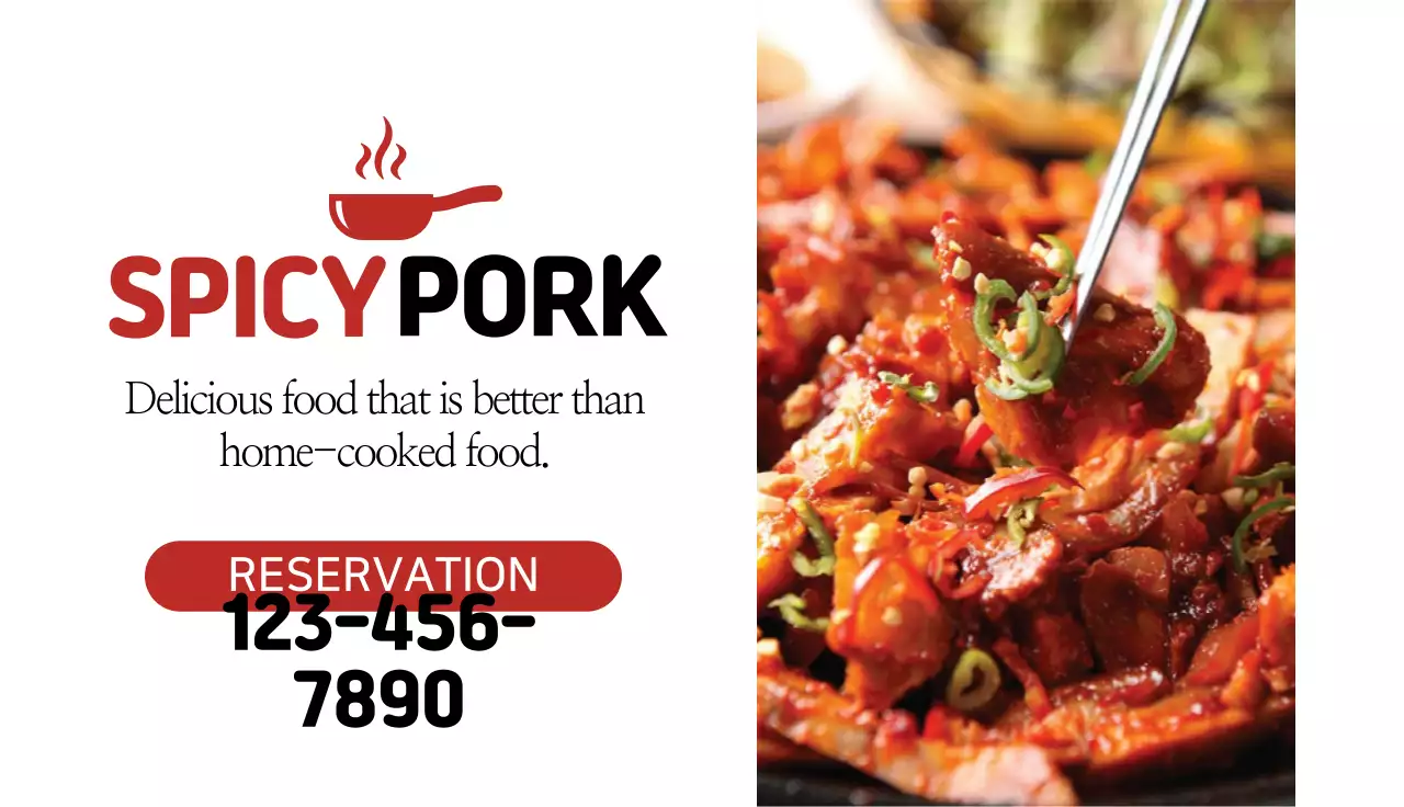 Red Modern Restaurant Promotion Business Card