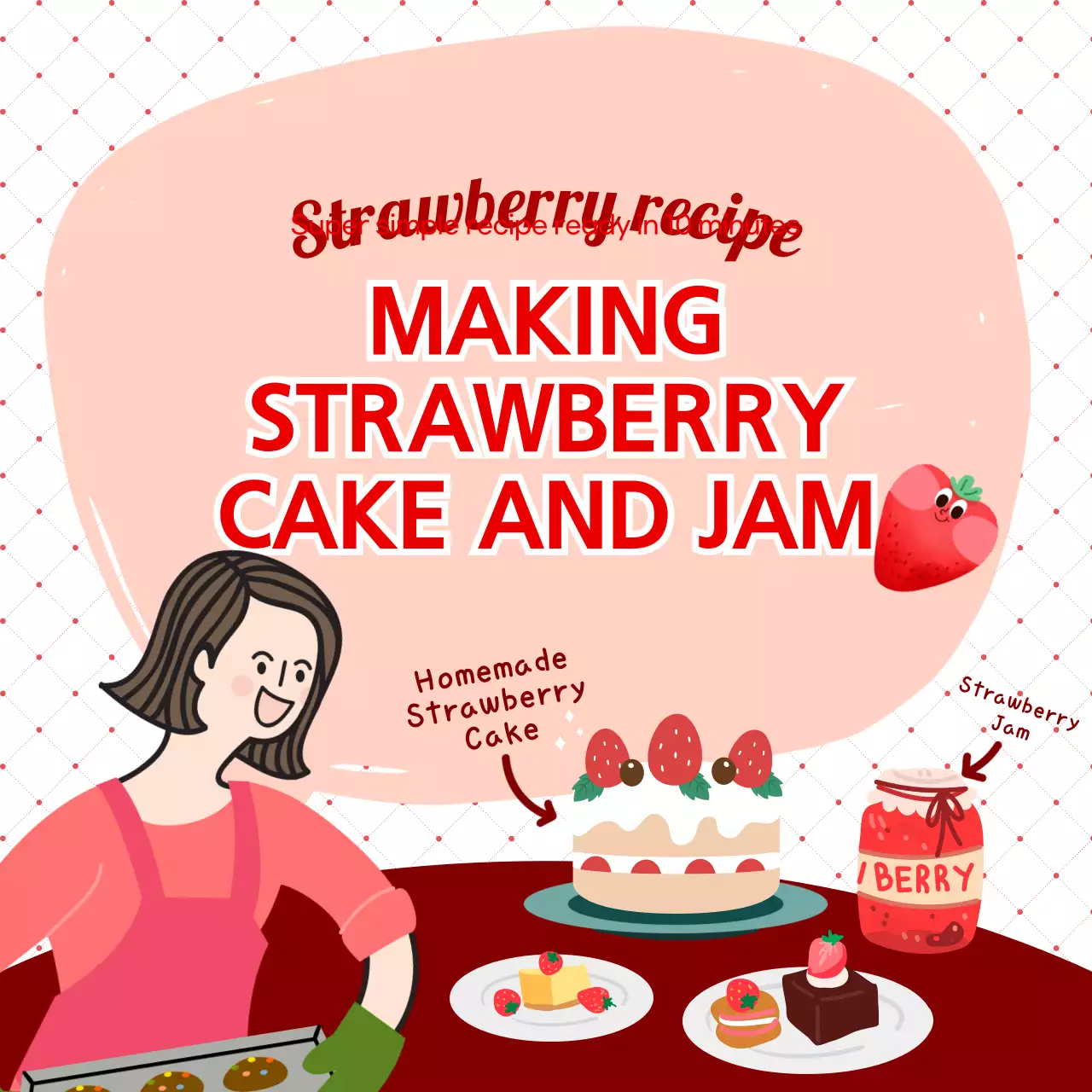 Red Simple Recipe Guide Social Media Post