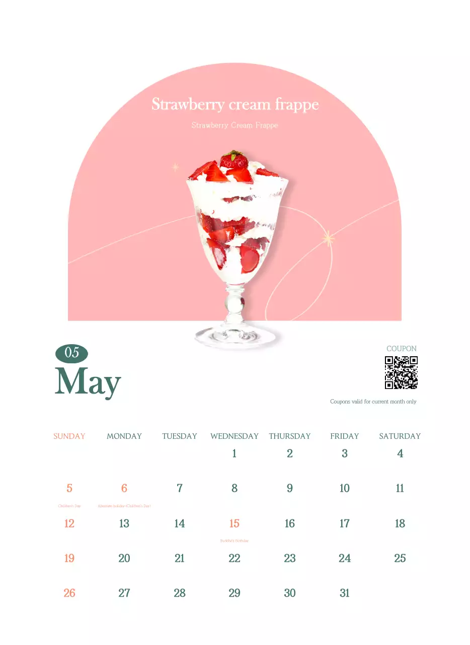 Kalender kafe dengan rekomendasi minuman bulan ini