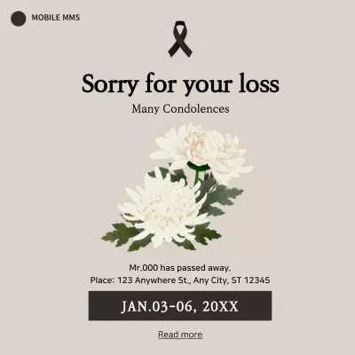 Beige Simple Condolence Announcement Social Media Post