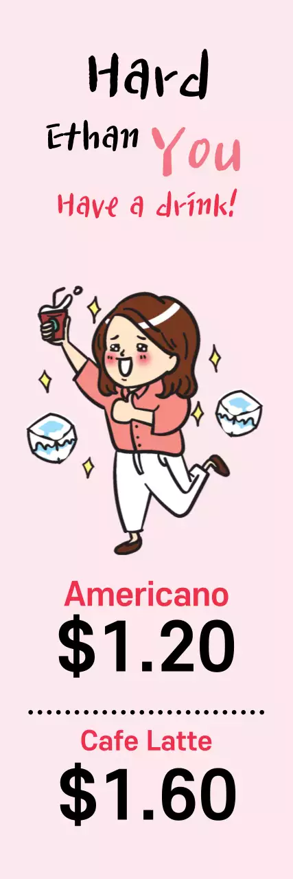 Banner promocional de café em quadrinhos rosa