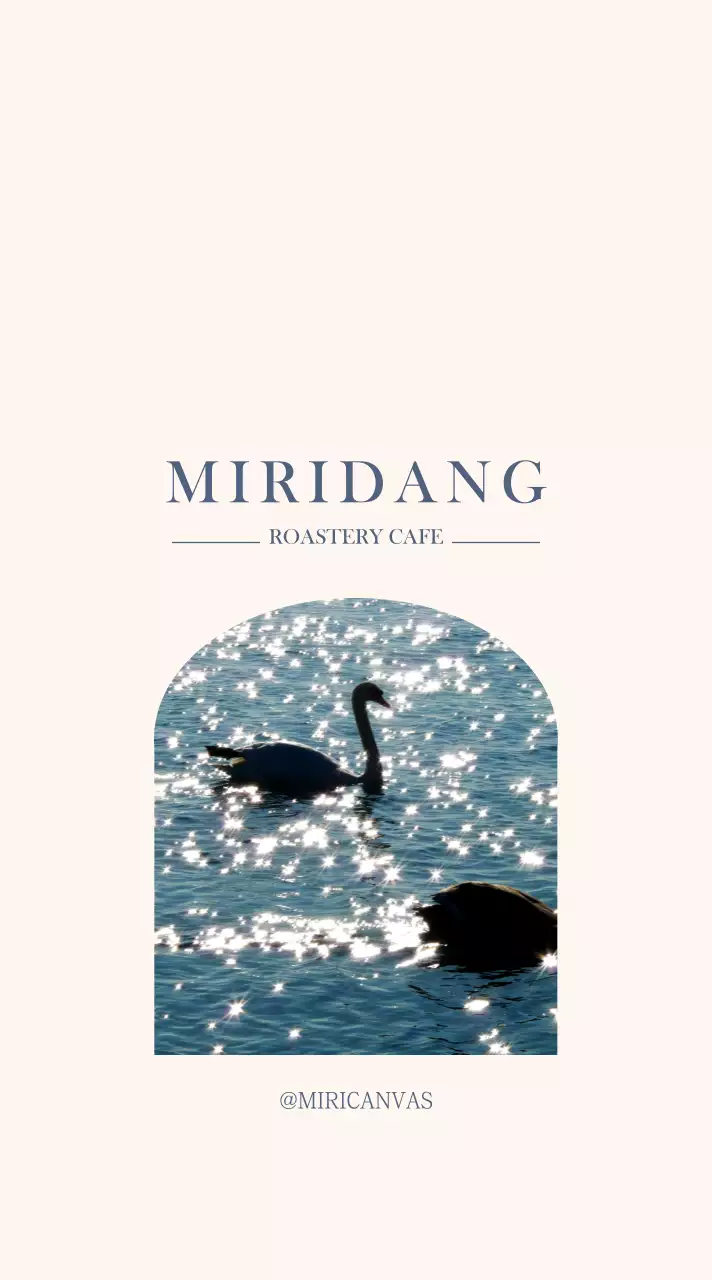 Emotional photo layout in white and blue to promote a cafe