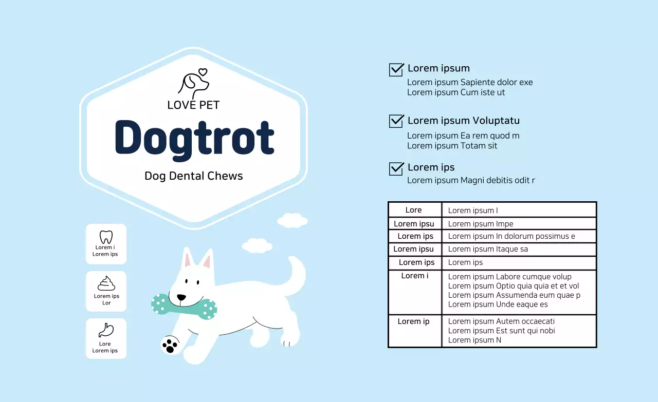 Light blue illustrated dental gum label
