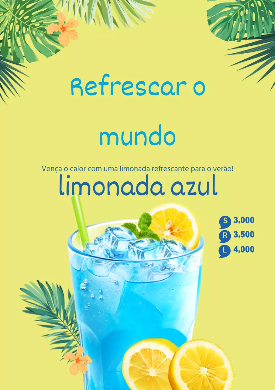 Promova o seu menu de bebidas blue lemonade para a época de verão