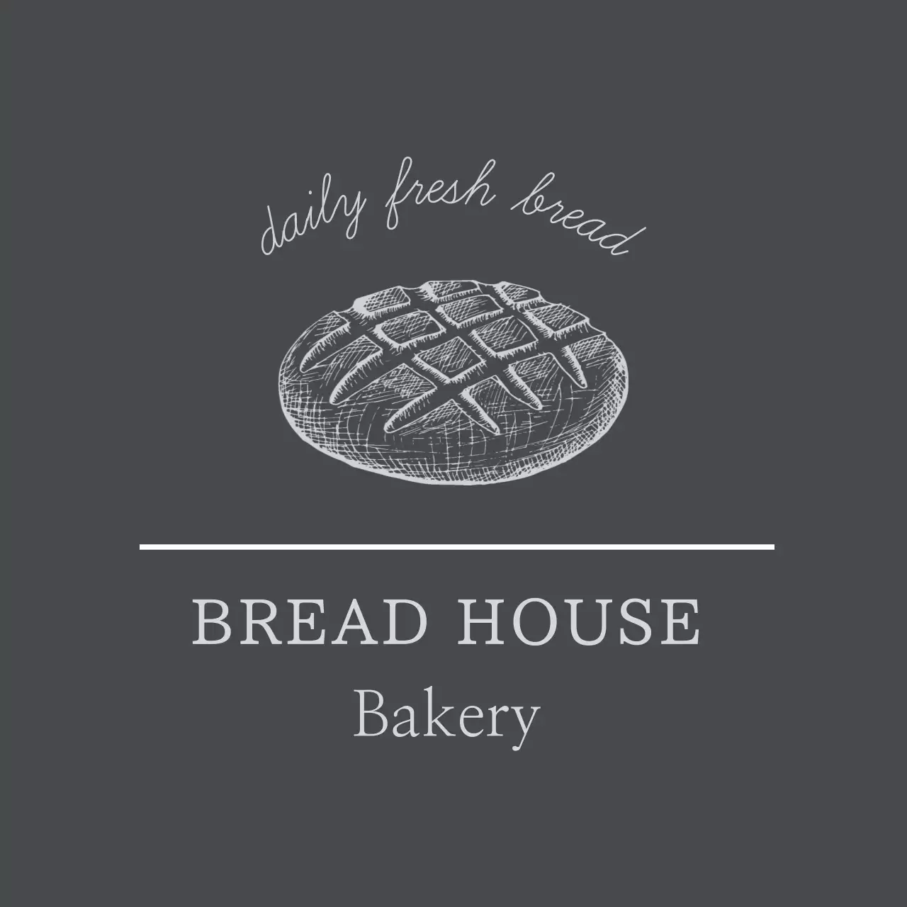 Rótulo de padaria vintage com ilustração a cinzento escuro
