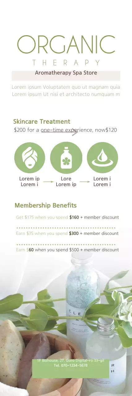 Banner de promoção de cuidados com a pele verde moderno