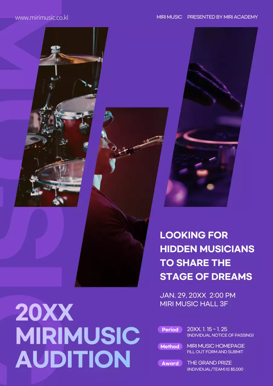 Purple Modern Music Promotion Poster