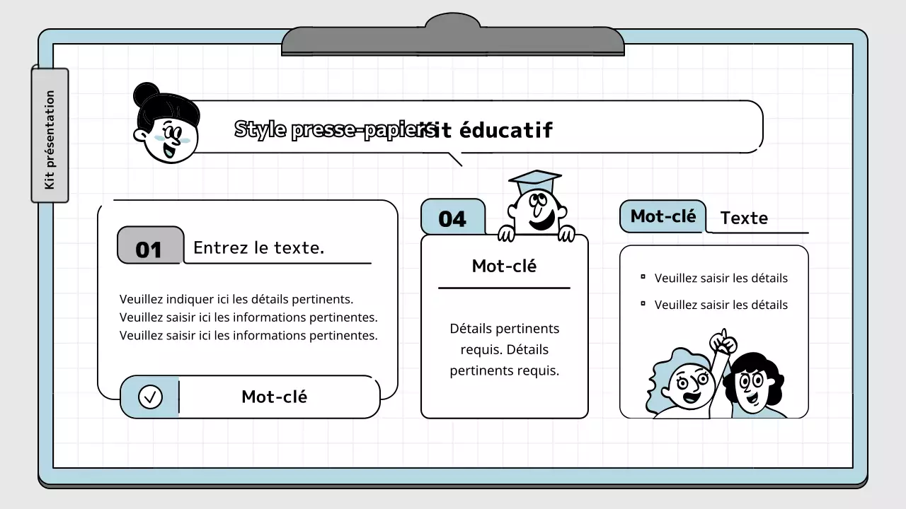 Bloc-notes bleu clair et blanc concept de présentation pédagogique