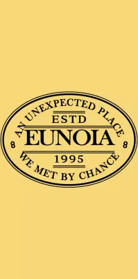 Emotional and simple text combination in yellow and black Amble logo style for cafe merchandise