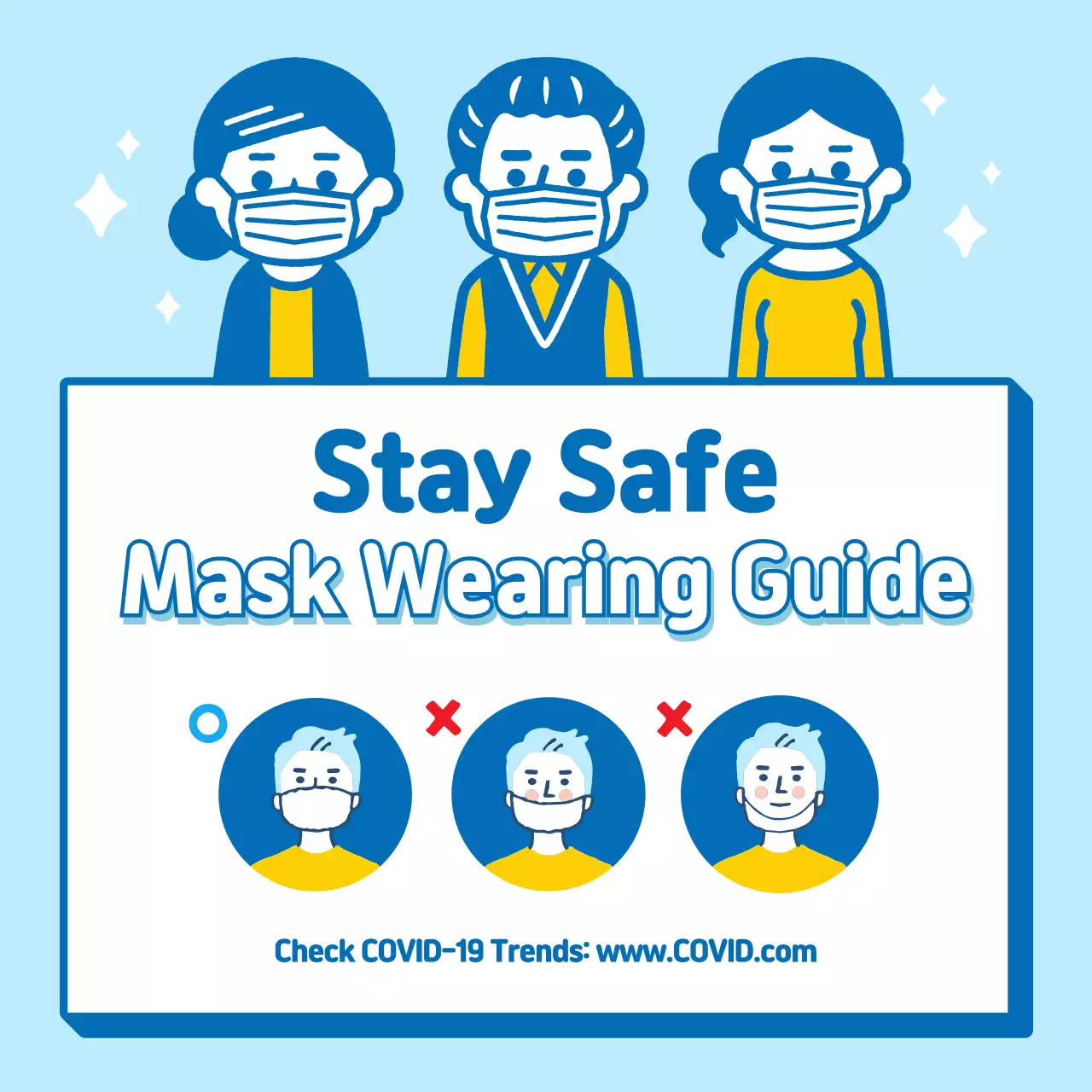 Blue text corona mask instructions