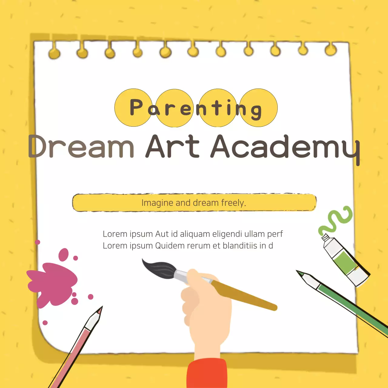 Yellow Creative Art Class Invitation Banner