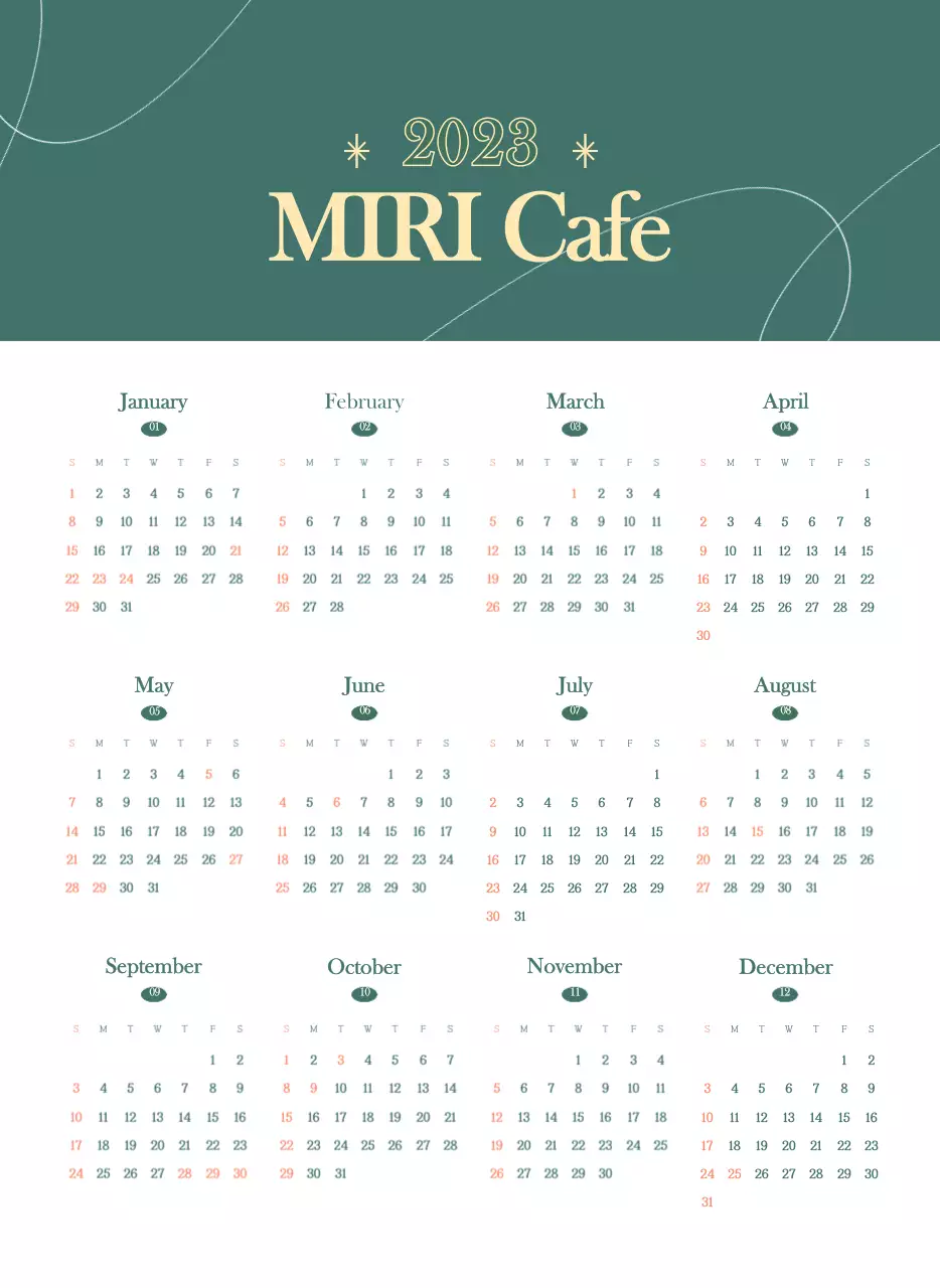 Kalender kafe dengan rekomendasi minuman bulan ini