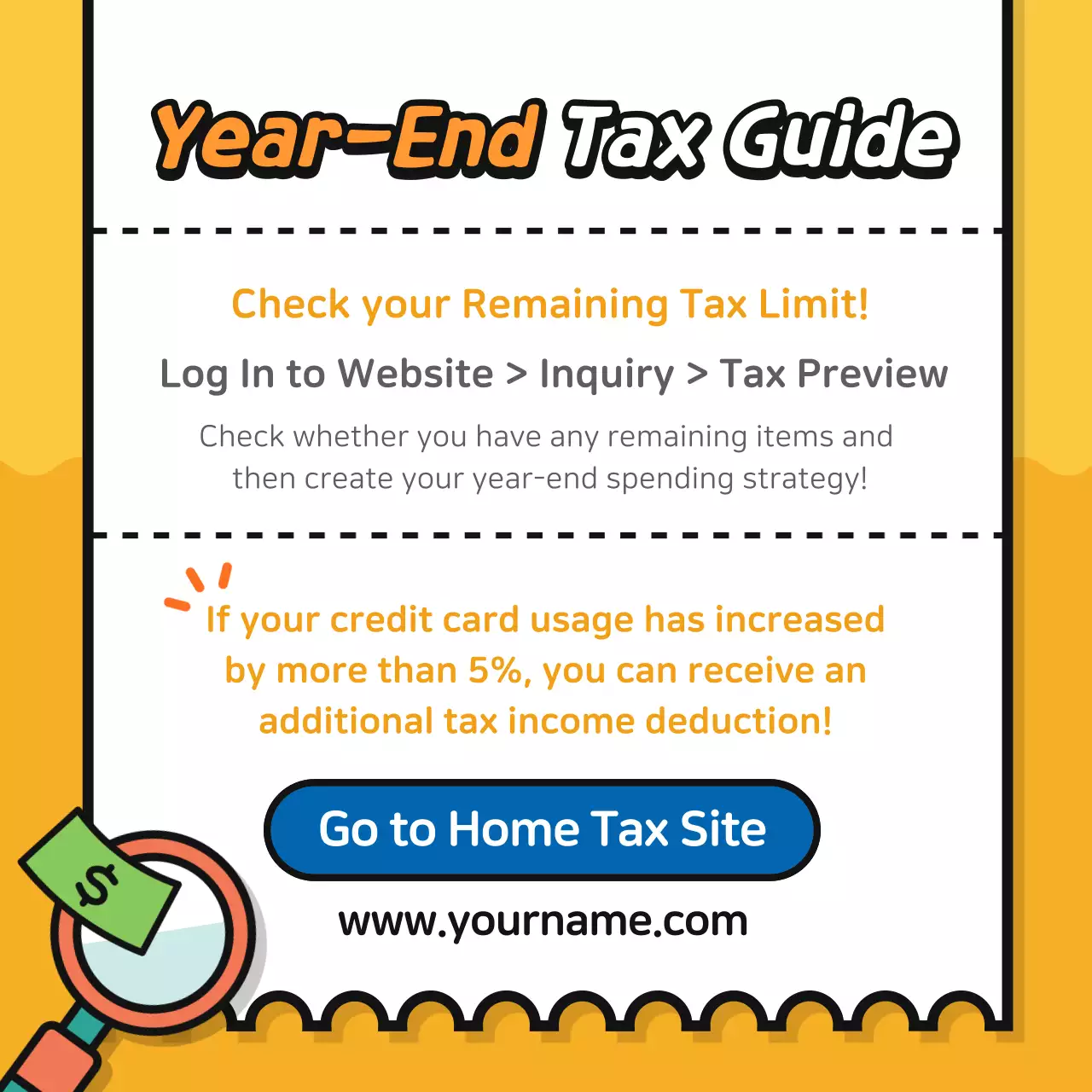 Receipt-like yellow background year-end settlement cardnews