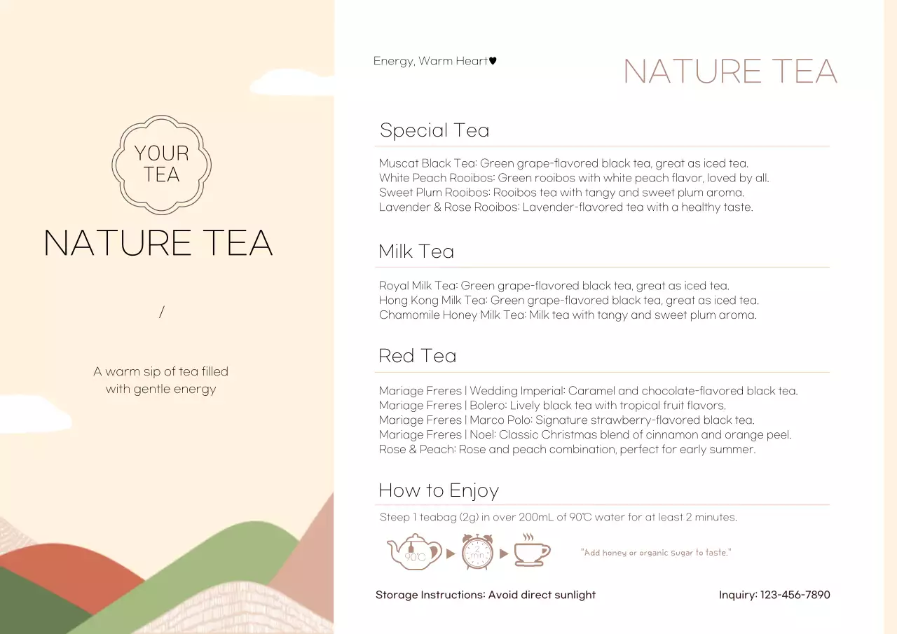 Beige Minimalist Tea Menu Poster