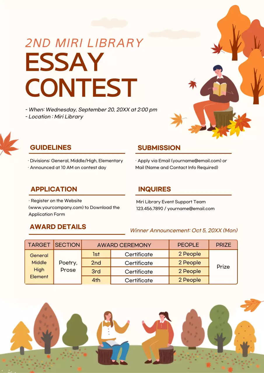 Orange Modern Essay Contest Announcement Poster