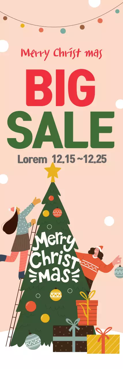 Pink Illustrated Christmas Sale Event
