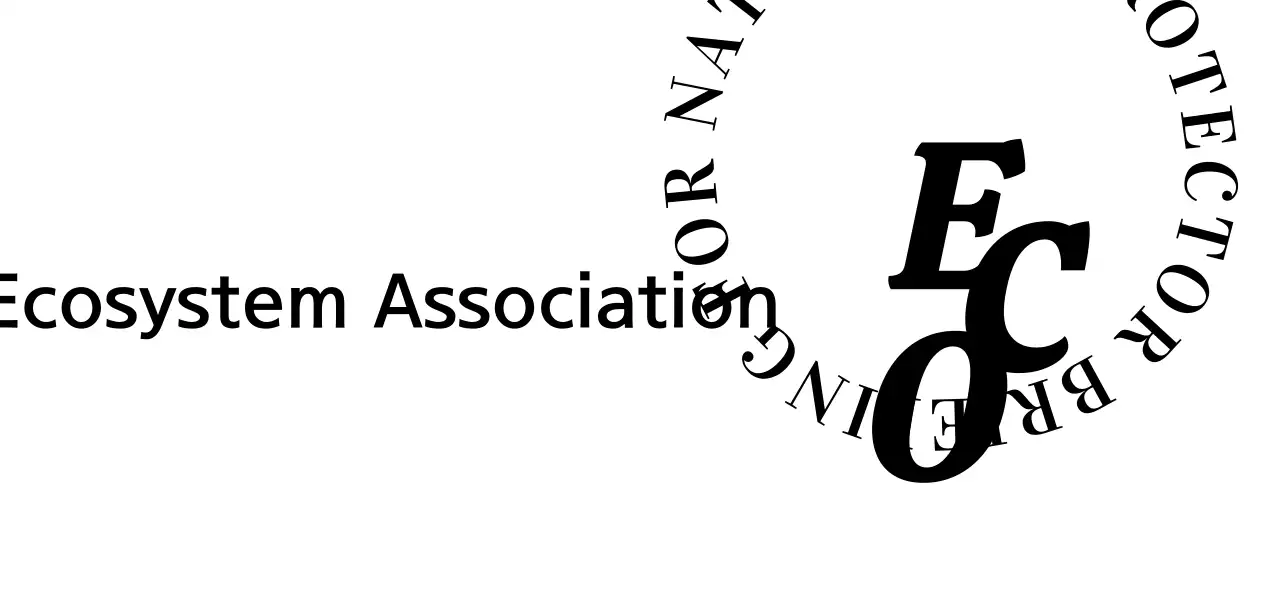 Simple text-symbol logo style Ecosystem Association PR and promotion