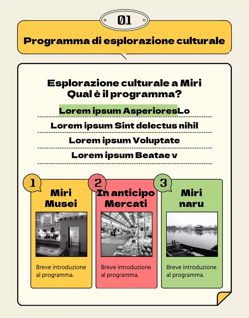 Impaginazione gialla e rosa Guida alla partecipazione alle visite culturali locali