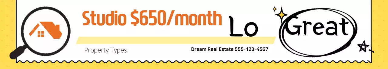 Banner de promoção de apartamento laranja moderno