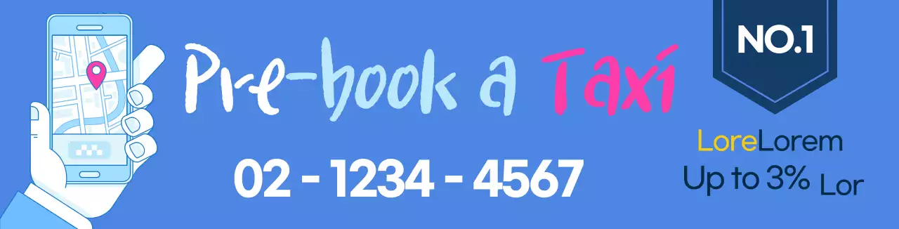 Blue Line Illustration Call Taxi Promotion