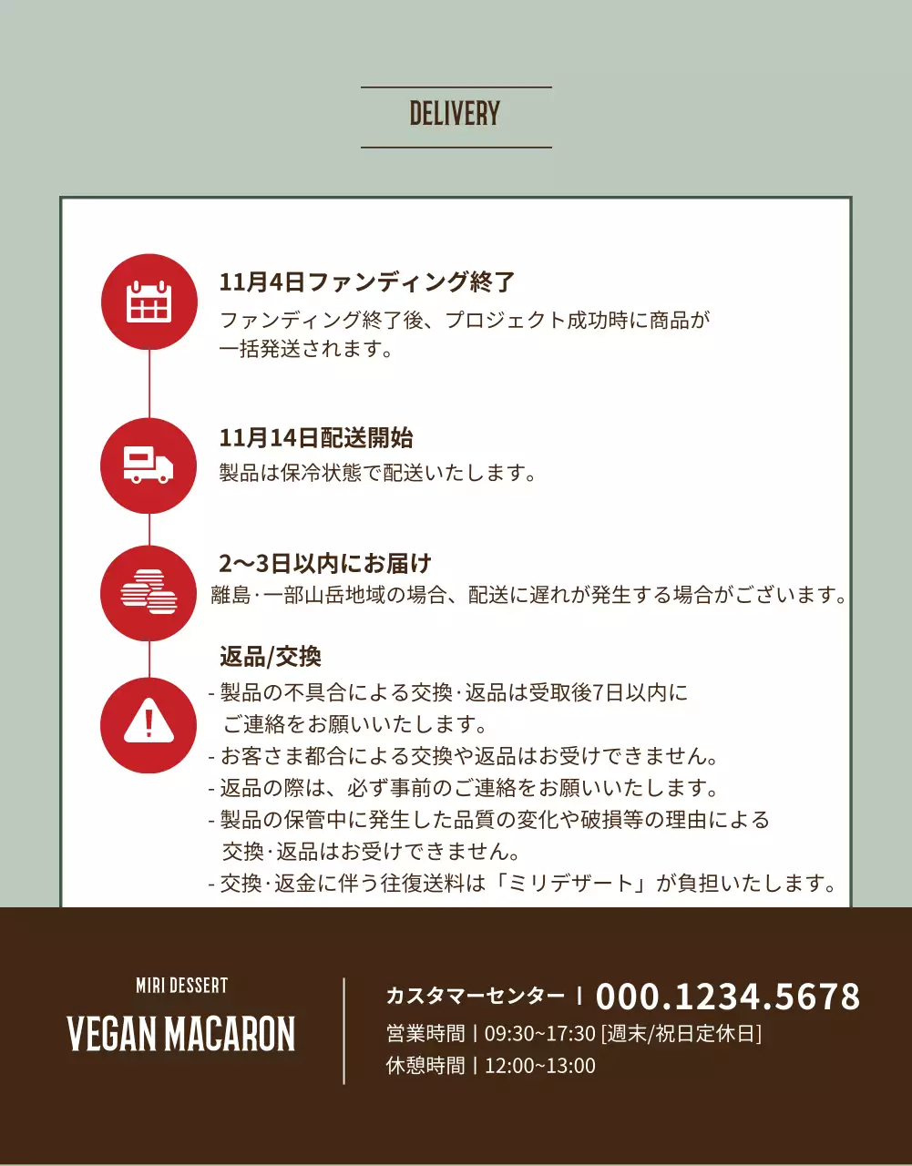 ミントと赤のビーガンマカロンファンディング紹介
