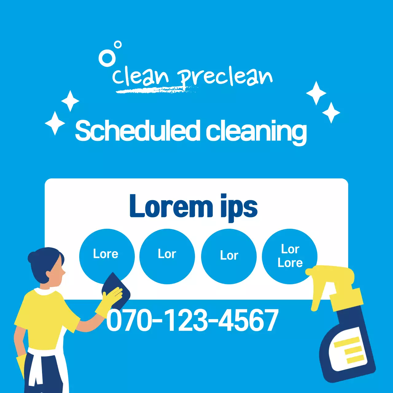 Blue illustration promoting a neat cleaning service