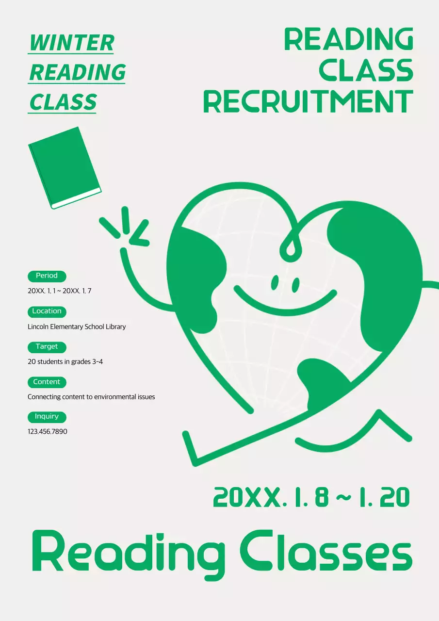 Green Minimal Reading Recruitment Poster