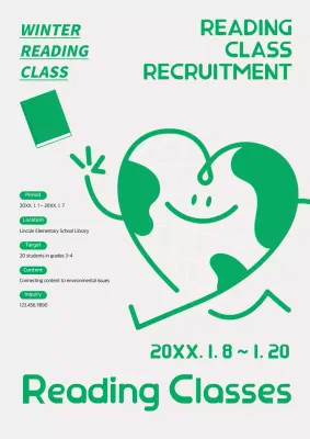 Green Minimal Reading Recruitment Poster