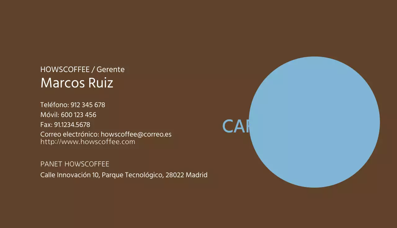 Tarjetas de visita de cafetería