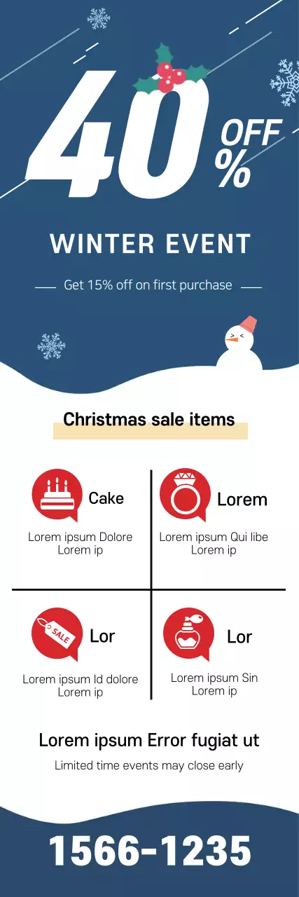 Blue illustrated lettering highlights Christmas sale event