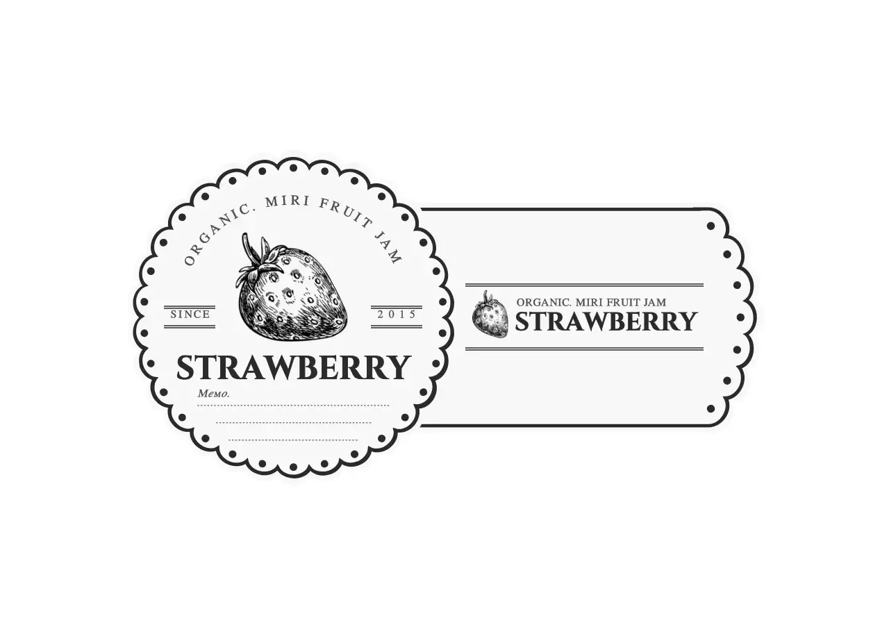 Light gray and black rounded cute frame style fruit jam information label sticker