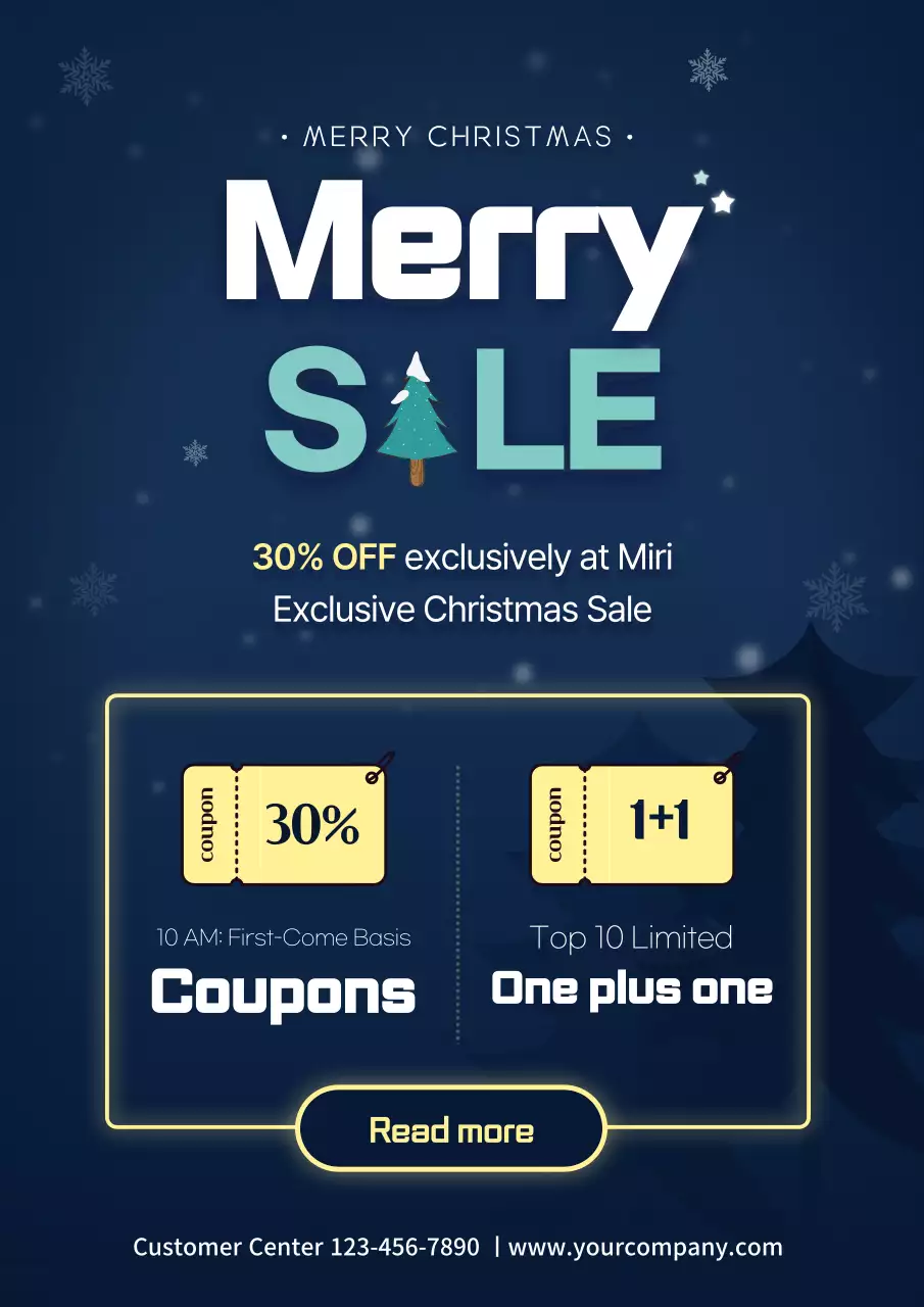 Navy Modern Christmas Promotion Poster