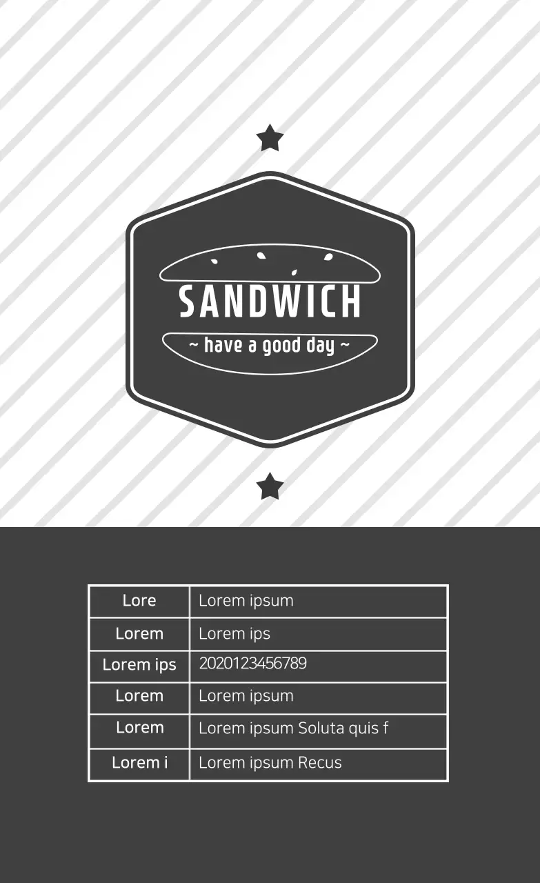 Label makanan sandwich pola garis abu-abu