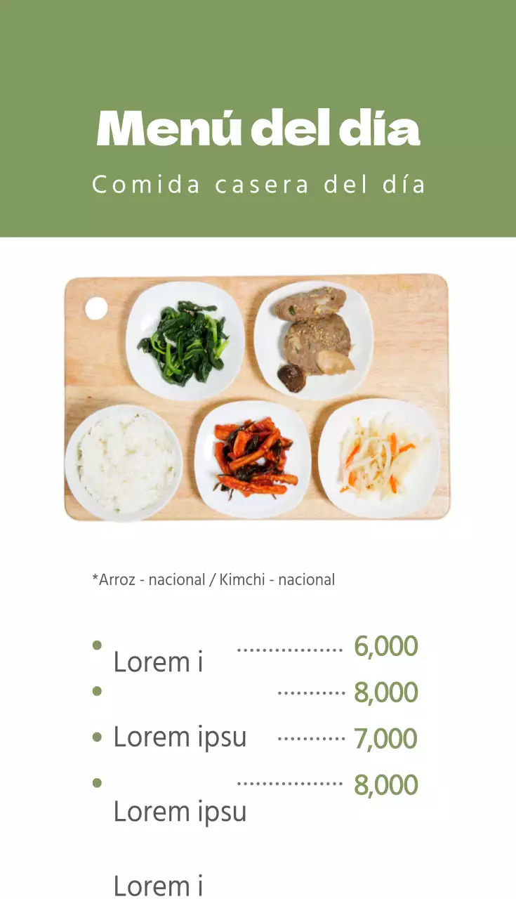 Comida casera del día