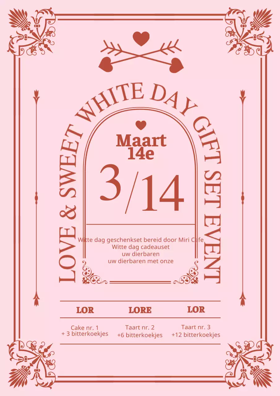 Een roze en rode art deco witte dag