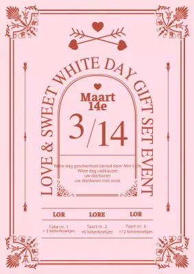 Een roze en rode art deco witte dag