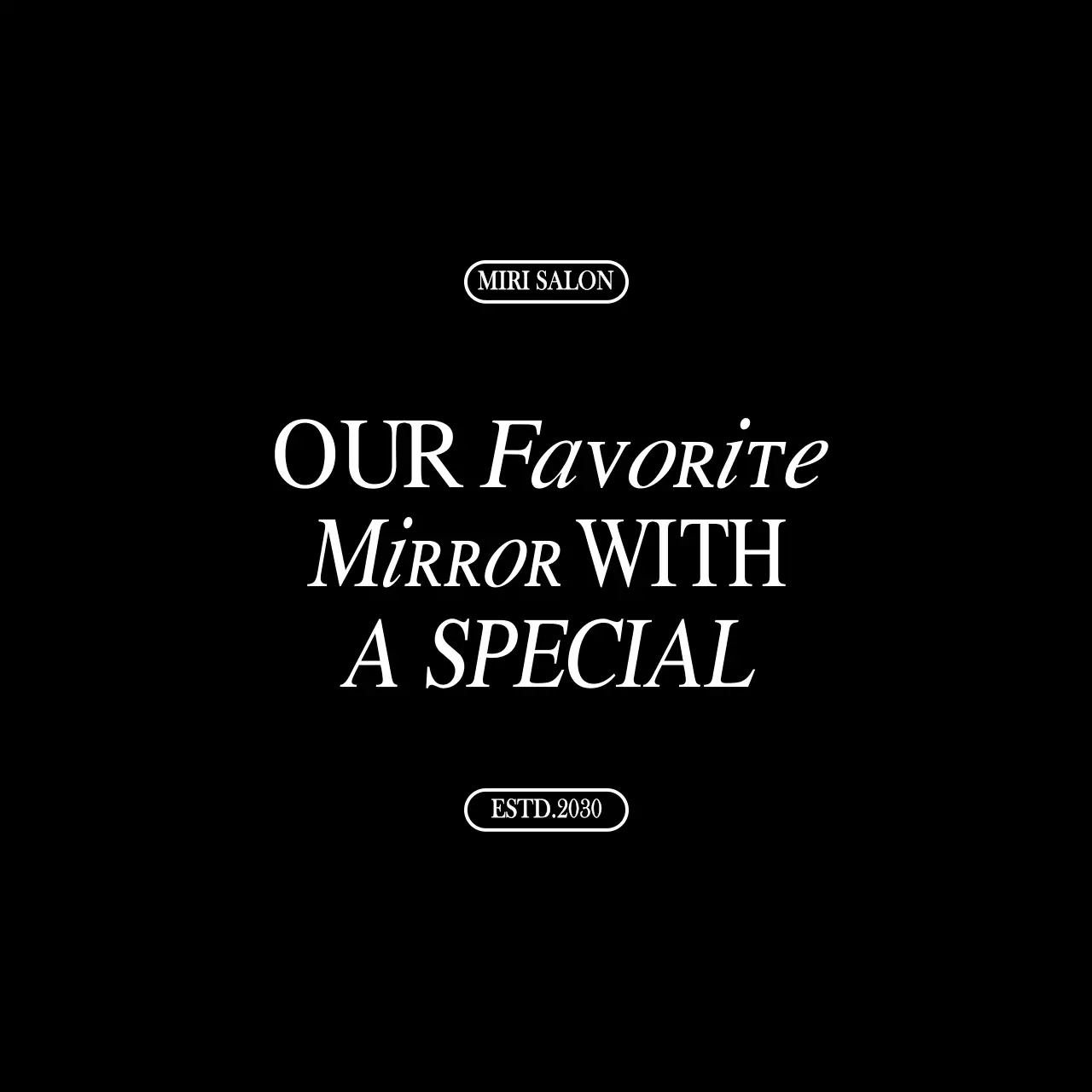 Simple, clean text font combinations in black and white for beauty shop promotions and merchandise.