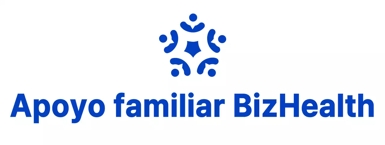 Símbolo azul y negro de estilo limpio para informar y promocionar la información del centro de apoyo familiar