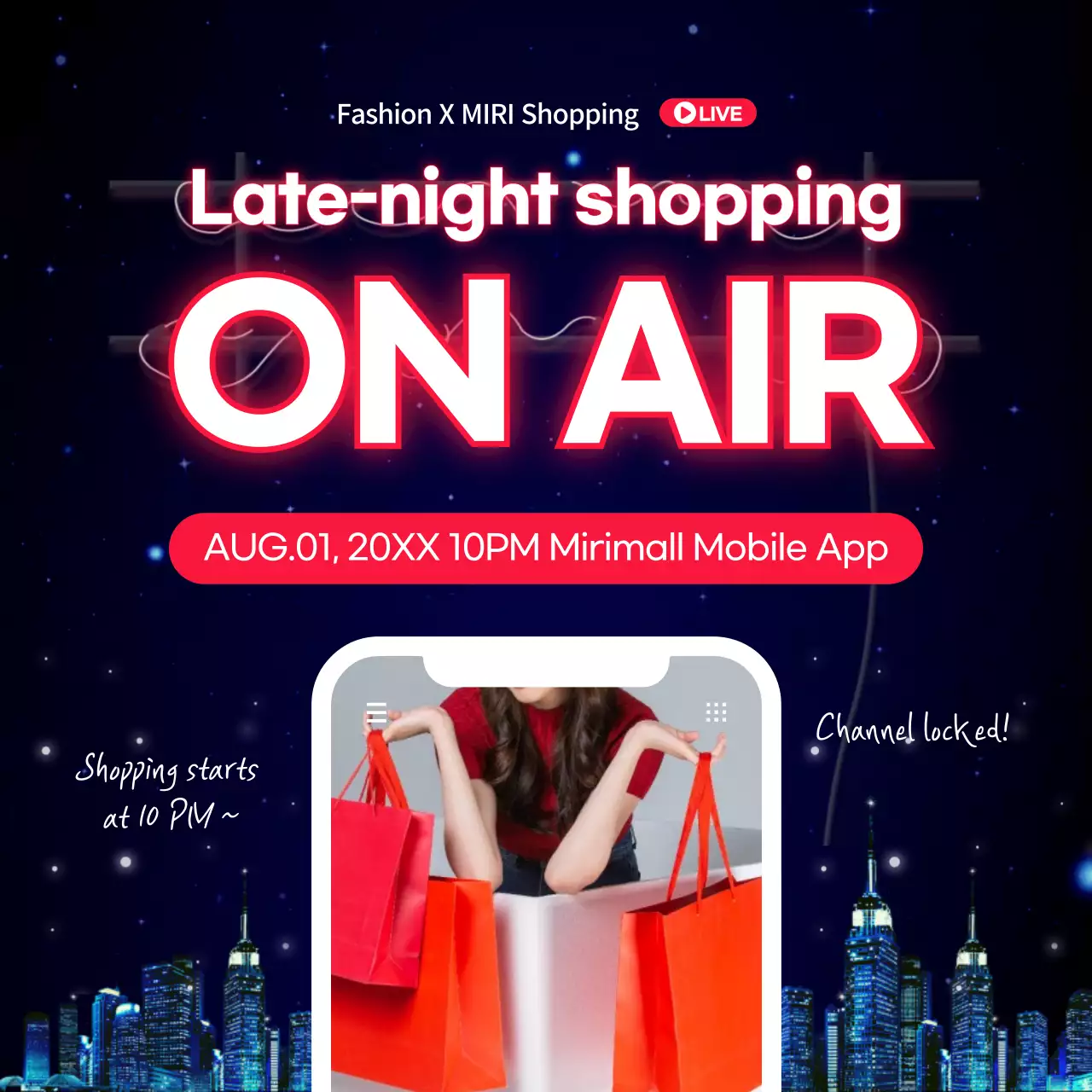 Blue Trendy Shopping Promotion Social Media Post