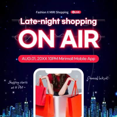 Blue Trendy Shopping Promotion Social Media Post