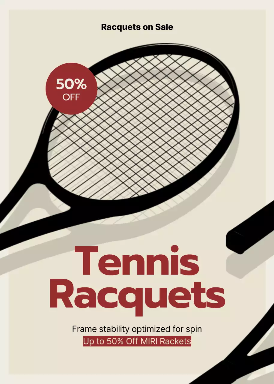 Beige Modern Tennis Promotion Poster