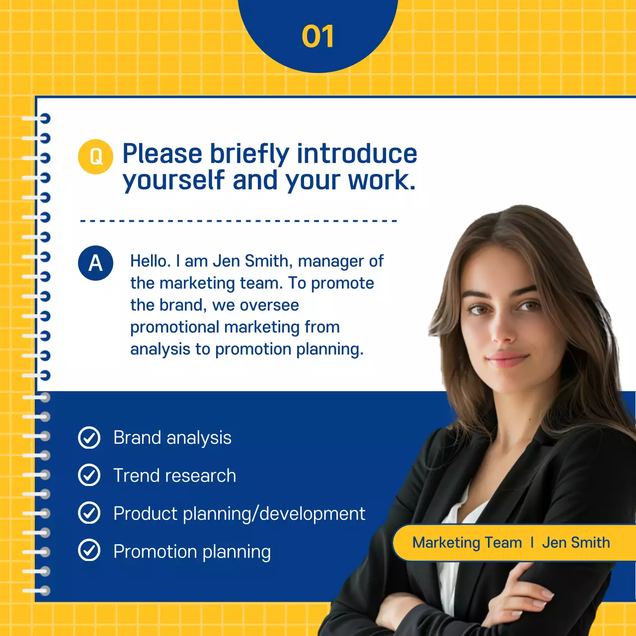 Blue Modern Marketing Interview Document Instagram Carousel