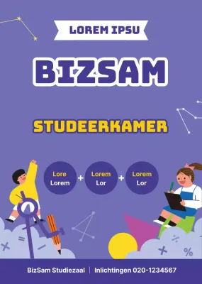 Paars karakter illustratie studeerkamer promotie