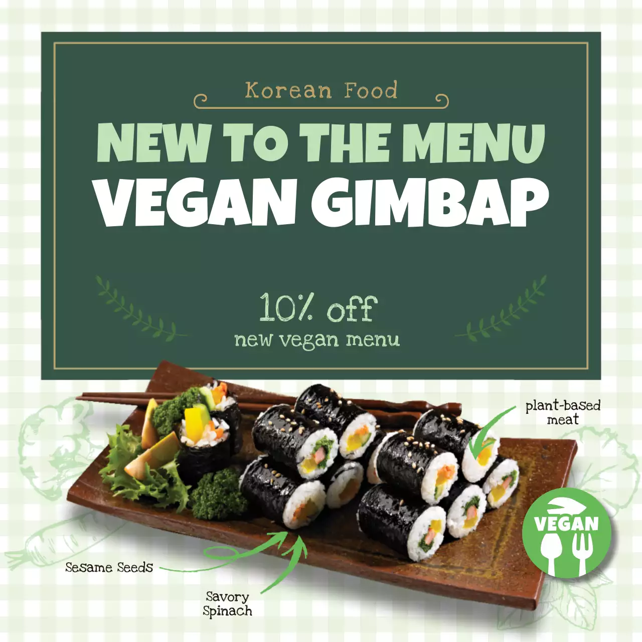 Green Traditional Vegan Promotion Social Media Post