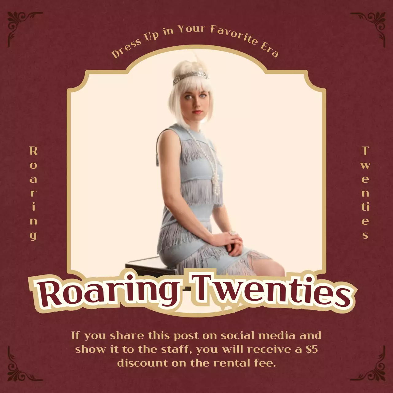 Maroon Vintage Fashion Promotion Social Media Post