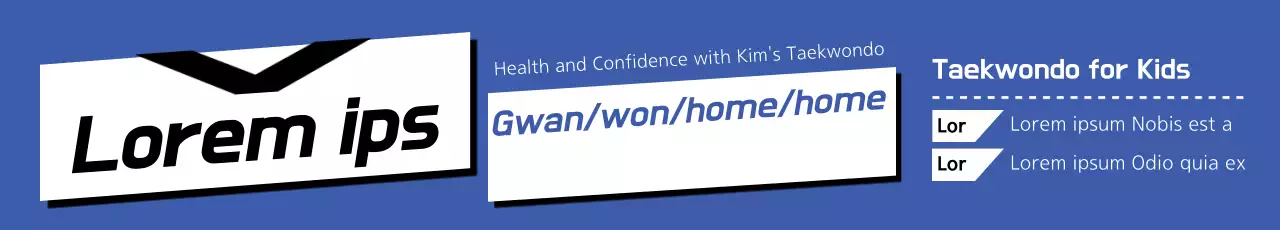 Banner promocional azul moderno de taekwondo