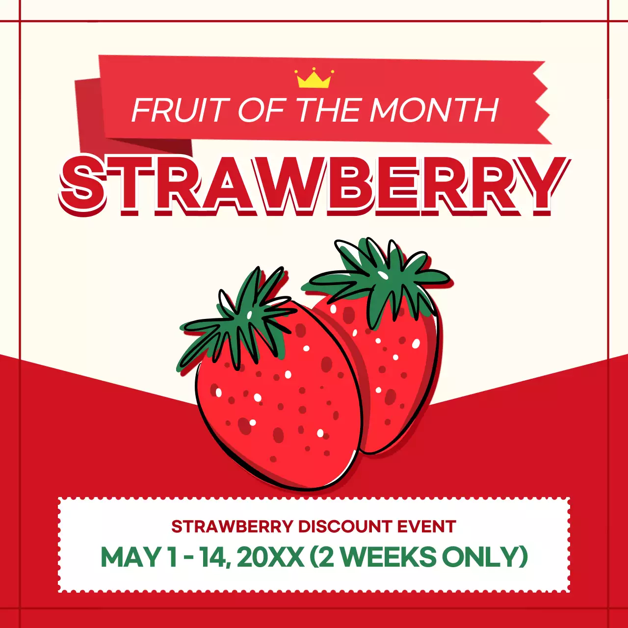 Red Retro Strawberry Promotion Social Media Post