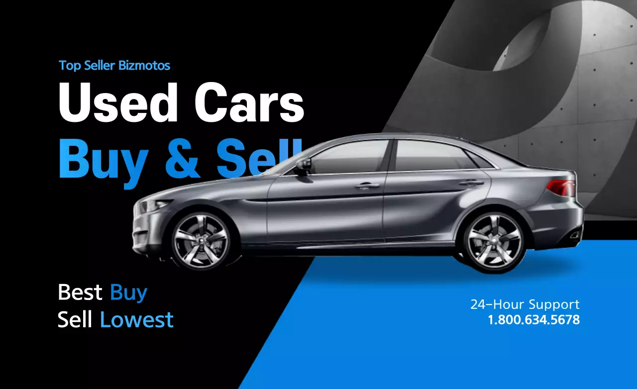 Desain biru yang ramping untuk promosi penjualan mobil bekas