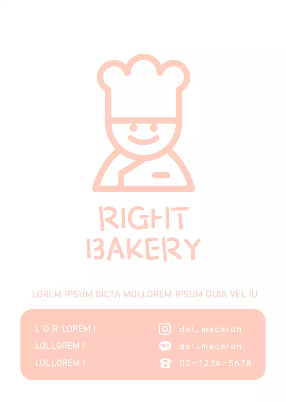 Pink chef icon for a bakery with opening hours